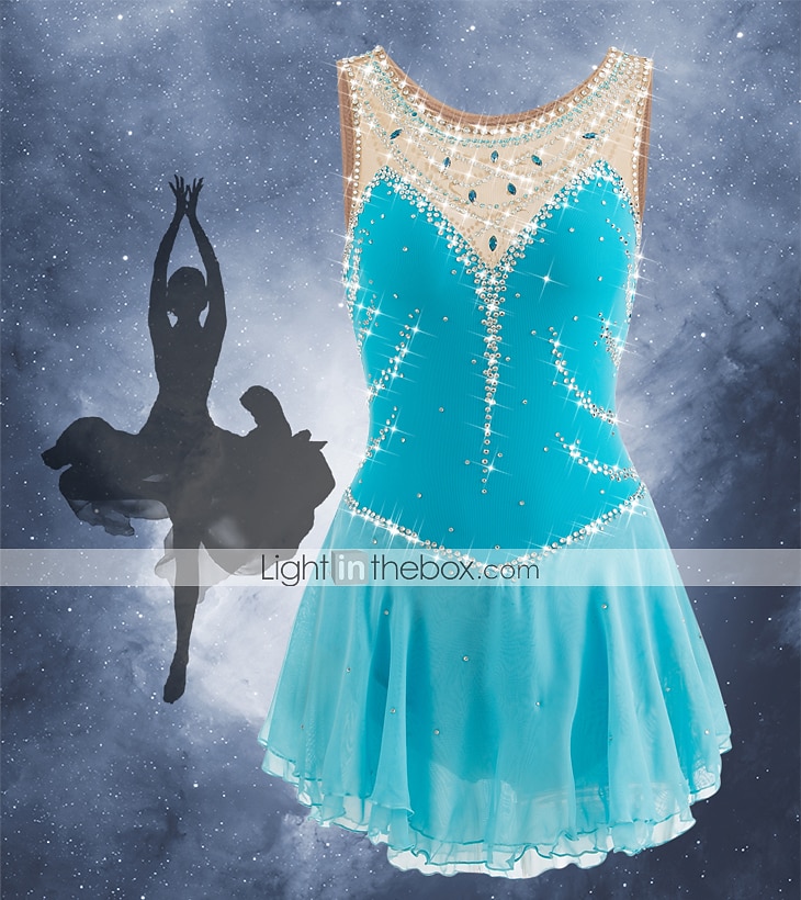 Sukienka łyżwiarska Damskie Dla dziewczynek Bruslení Sukienka Perłowo-różowy Błękit egejski Biały Niejednolita całość Siateczka Spandeks Trening Zawody Odzież łyżwiarska Ręcznie wykonane Z klejnotami 2026 - $141.99 –P1