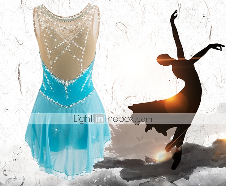 Sukienka łyżwiarska Damskie Dla dziewczynek Bruslení Sukienka Perłowo-różowy Błękit egejski Biały Niejednolita całość Siateczka Spandeks Trening Zawody Odzież łyżwiarska Ręcznie wykonane Z klejnotami 2026 - $141.99 –P2