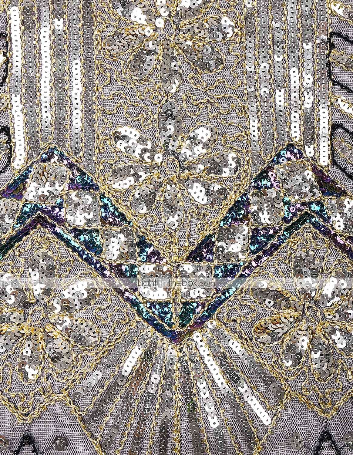 Anni Ruggenti Brillare & Splendere Anni 1920 Lunghezza al ginocchio Abito Flapper Vestito Costume da festa Il grande Gatsby Charleston Invitato al matrimonio Paillettes Frangia con nappe Paillettes del 2025 a $41.99 –P10