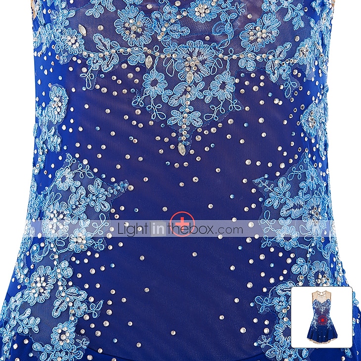 Figure Skating Dress Women's Girls' Ice Skating Dress Dark red White Pink Flower Open Back Mesh Spandex Practice Competition Skating Wear Jeweled Rhinestone Sleeveless Ice Skating Figure Skating 2026 - $177.99 –P5