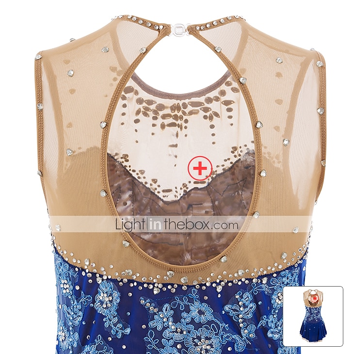 Figure Skating Dress Women's Girls' Ice Skating Dress Dark red White Pink Flower Open Back Mesh Spandex Practice Competition Skating Wear Jeweled Rhinestone Sleeveless Ice Skating Figure Skating 2026 - $177.99 –P3