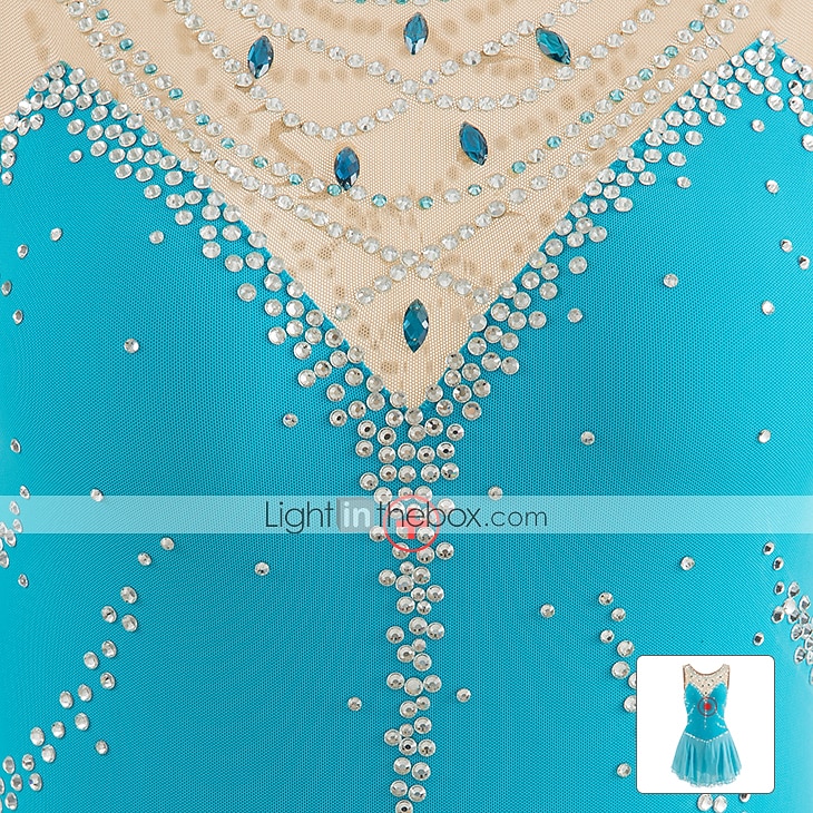 Sukienka łyżwiarska Damskie Dla dziewczynek Bruslení Sukienka Perłowo-różowy Błękit egejski Biały Niejednolita całość Siateczka Spandeks Trening Zawody Odzież łyżwiarska Ręcznie wykonane Z klejnotami 2026 - $141.99 –P7