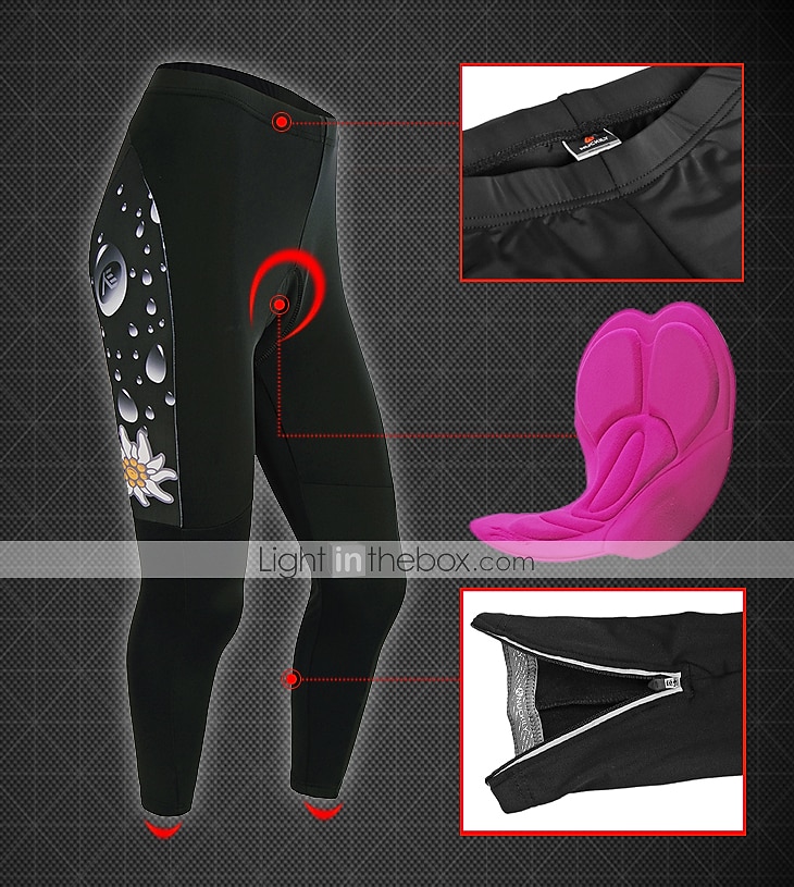 Nuckily Жен. Длинный рукав Велокофты и лосины Белый Черный Цветочные ботанический Велоспорт Наборы одежды С защитой от ветра Дышащий Анатомический дизайн Со светоотражающими полосками Задний карман 2026 - $49.99 –P11