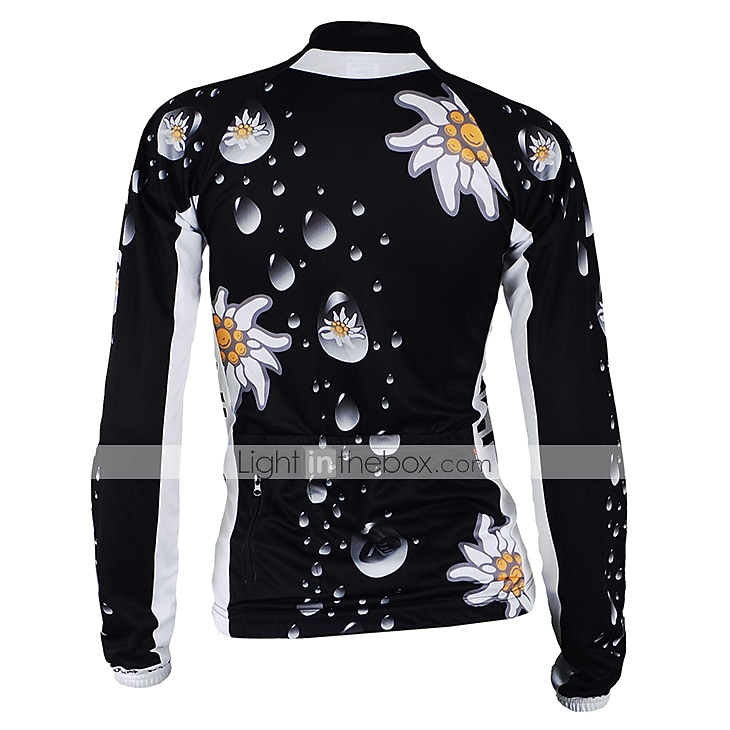 Nuckily Жен. Длинный рукав Велокофты и лосины Белый Черный Цветочные ботанический Велоспорт Наборы одежды С защитой от ветра Дышащий Анатомический дизайн Со светоотражающими полосками Задний карман 2026 - $49.99 –P14