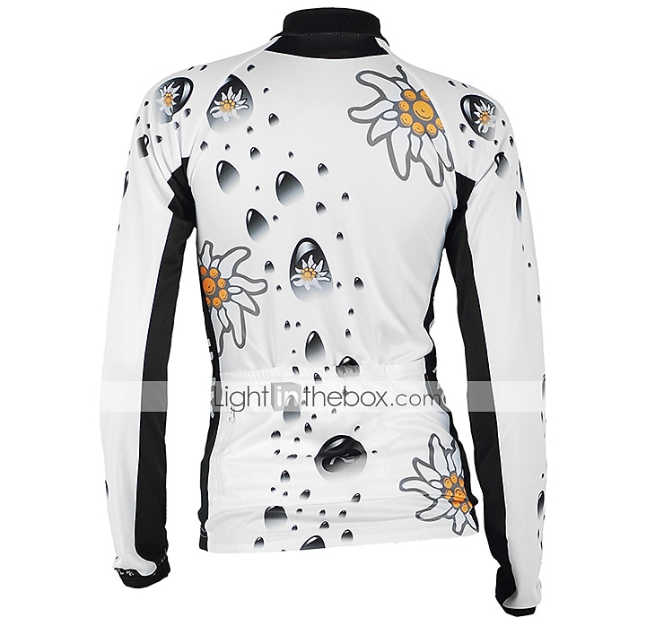 Nuckily Жен. Длинный рукав Велокофты и лосины Белый Черный Цветочные ботанический Велоспорт Наборы одежды С защитой от ветра Дышащий Анатомический дизайн Со светоотражающими полосками Задний карман 2026 - $49.99 –P7