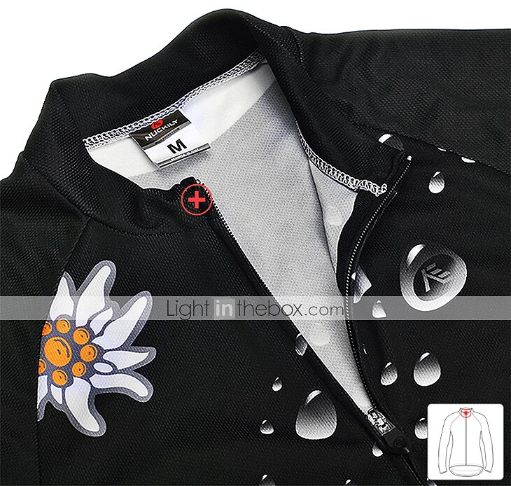 Nuckily Жен. Длинный рукав Велокофты и лосины Белый Черный Цветочные ботанический Велоспорт Наборы одежды С защитой от ветра Дышащий Анатомический дизайн Со светоотражающими полосками Задний карман 2026 - $49.99 –P15