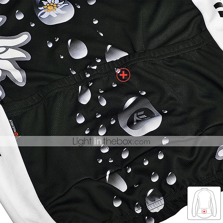 Nuckily Жен. Длинный рукав Велокофты и лосины Белый Черный Цветочные ботанический Велоспорт Наборы одежды С защитой от ветра Дышащий Анатомический дизайн Со светоотражающими полосками Задний карман 2026 - $49.99 –P17