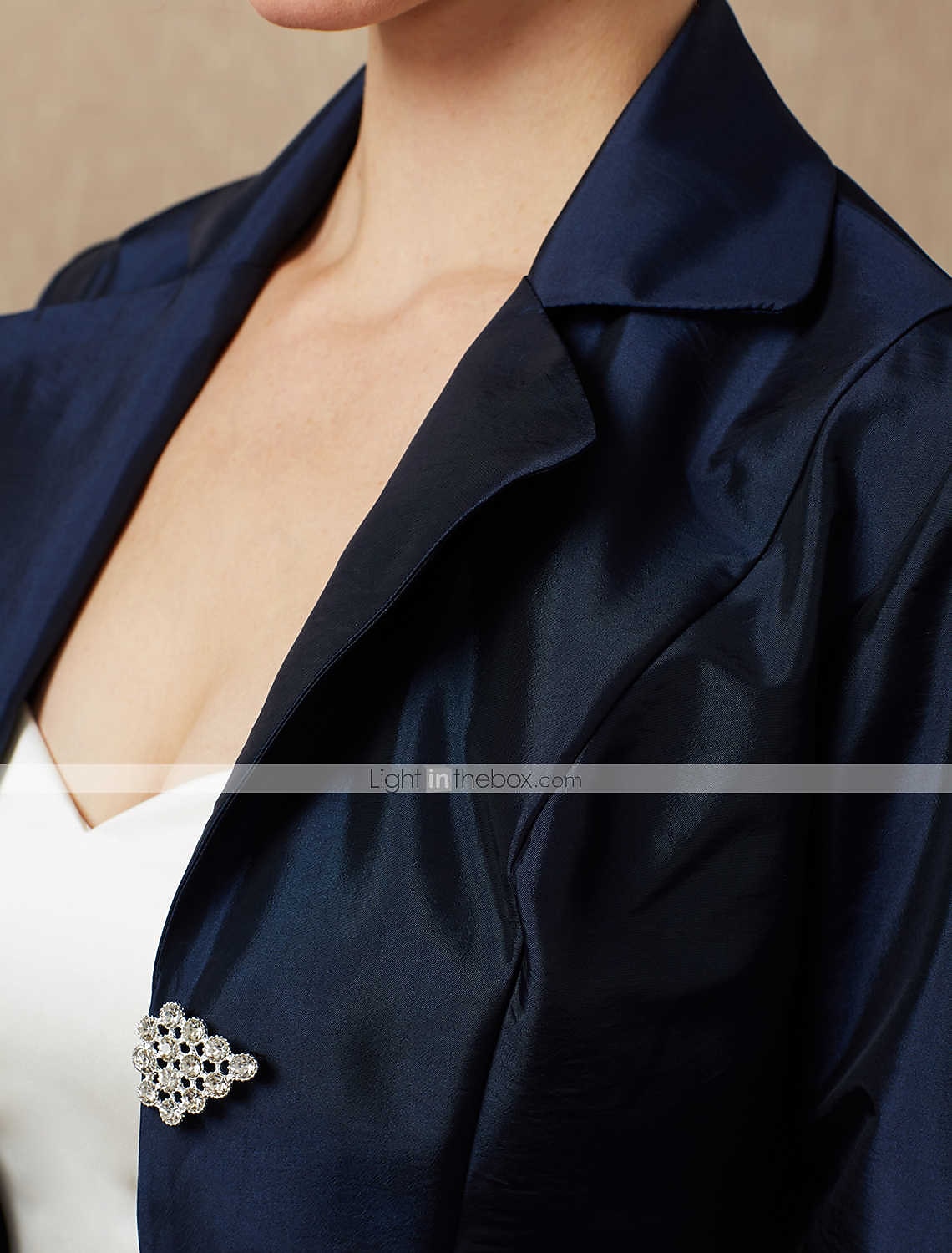 Casacos  Jaquetas Manga 3/4 Tafetá Casamento  Festa  Noite  Convidada Feminina Wrap Com Strass  Fivela Impressar em Vestidos de 2026 por $63.99 –P2