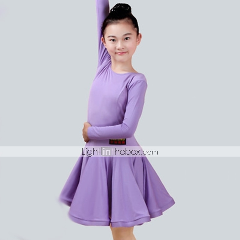 Latin Dance Dress Ruching Girls' Performance Long Sleeve Spandex 2025 - $41.99 –P2