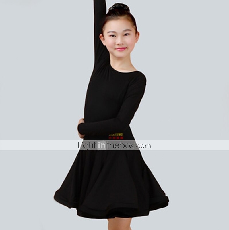 Latin Dance Dress Ruching Girls' Performance Long Sleeve Spandex 2025 - $41.99 –P4