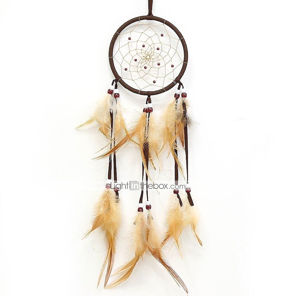 Dream Catcher Flower Pattern Handmade Gift with Gradient Feather and Beaded Wall Hanging Decor Art Indian Style 55*11 cm 2025 - $13.49 –P4