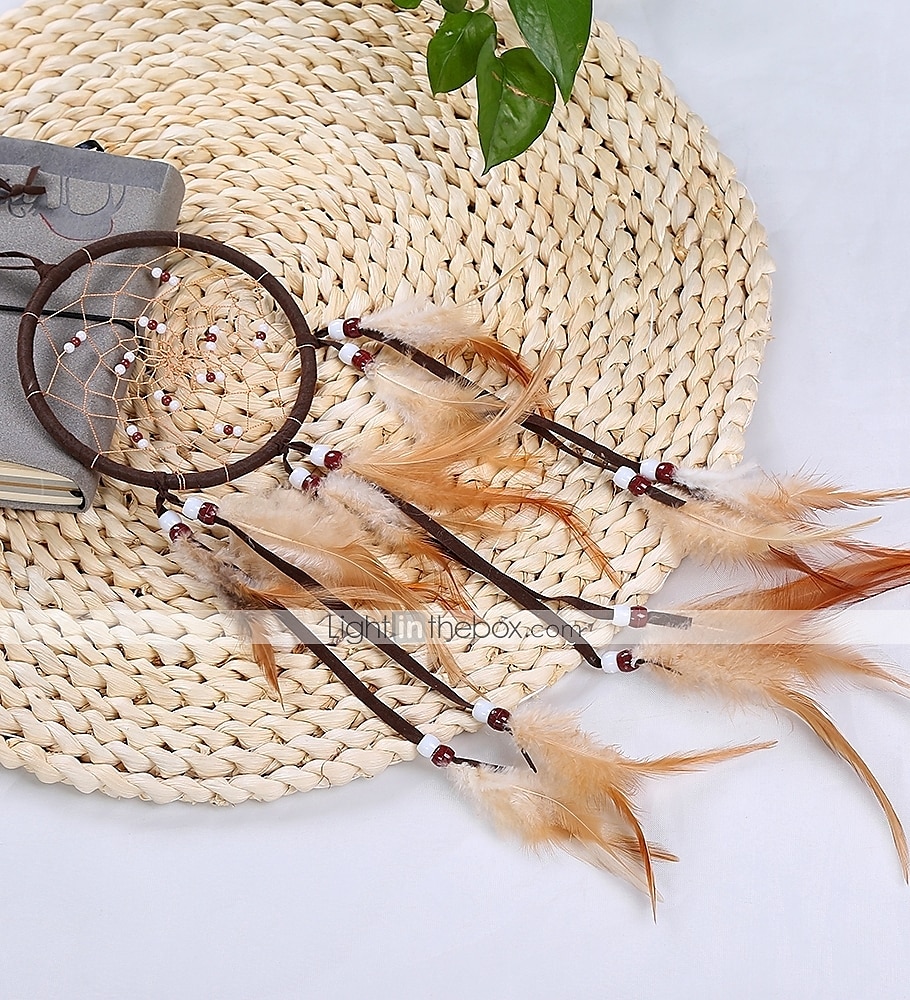 Dream Catcher Flower Pattern Handmade Gift with Gradient Feather and Beaded Wall Hanging Decor Art Indian Style 55*11 cm 2025 - $13.49 –P6