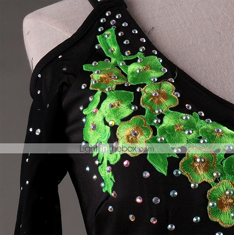 tánc salsa latin tánc ruha rátétek kristályok / strassz női előadás hosszú ujjú magas spandex zsorzsa 2025 - $89.99 –P6