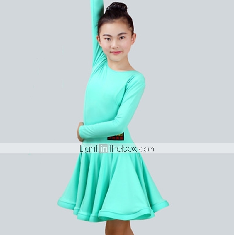 Latin Dance Dress Ruching Girls' Performance Long Sleeve Spandex 2025 - $41.99 –P1