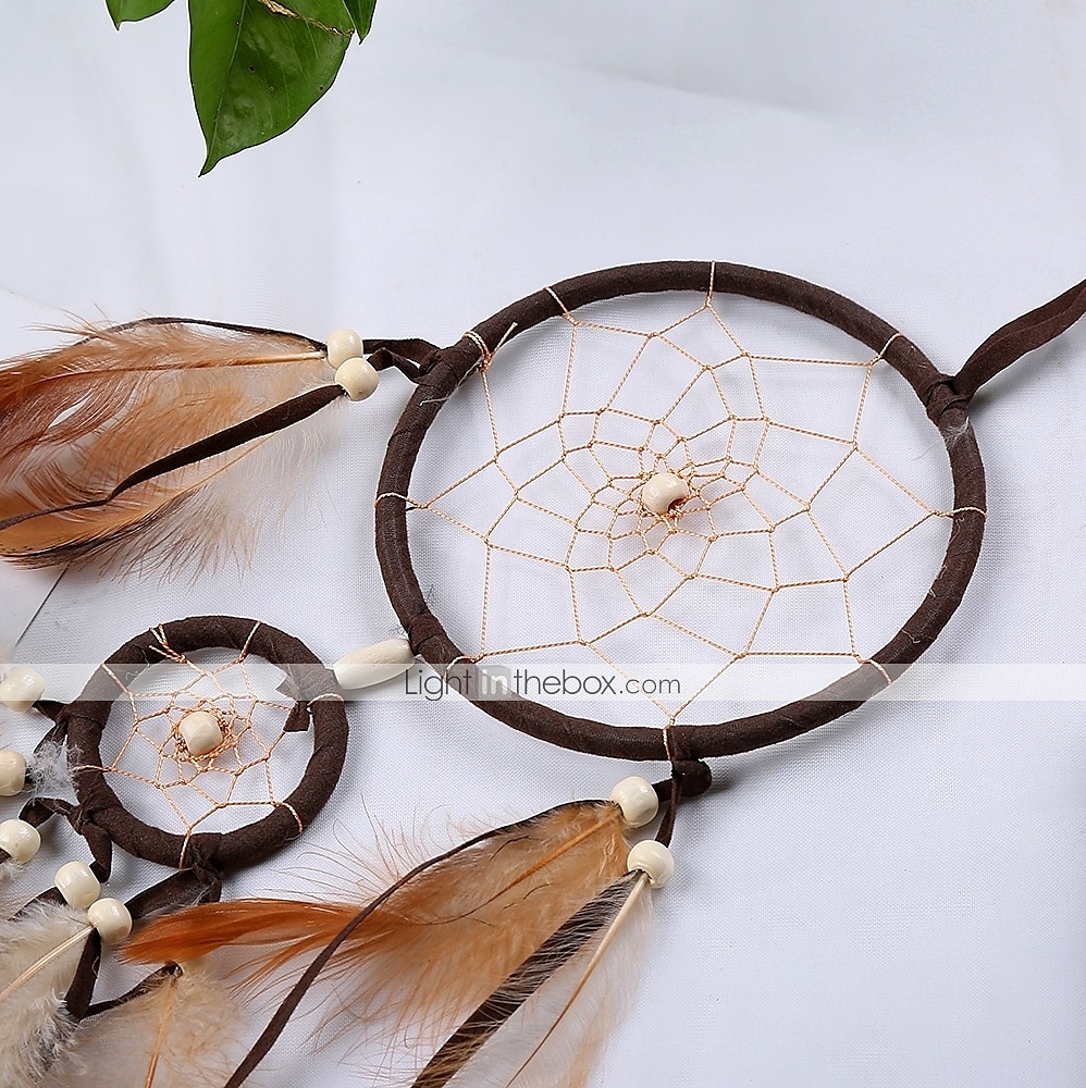 lapač snů ručně vyrobený dárek s malým kruhem s přechodovým peřím a korálky na zeď dekorace v indickém stylu 55*11 cm 2025 - $14.49 –P3