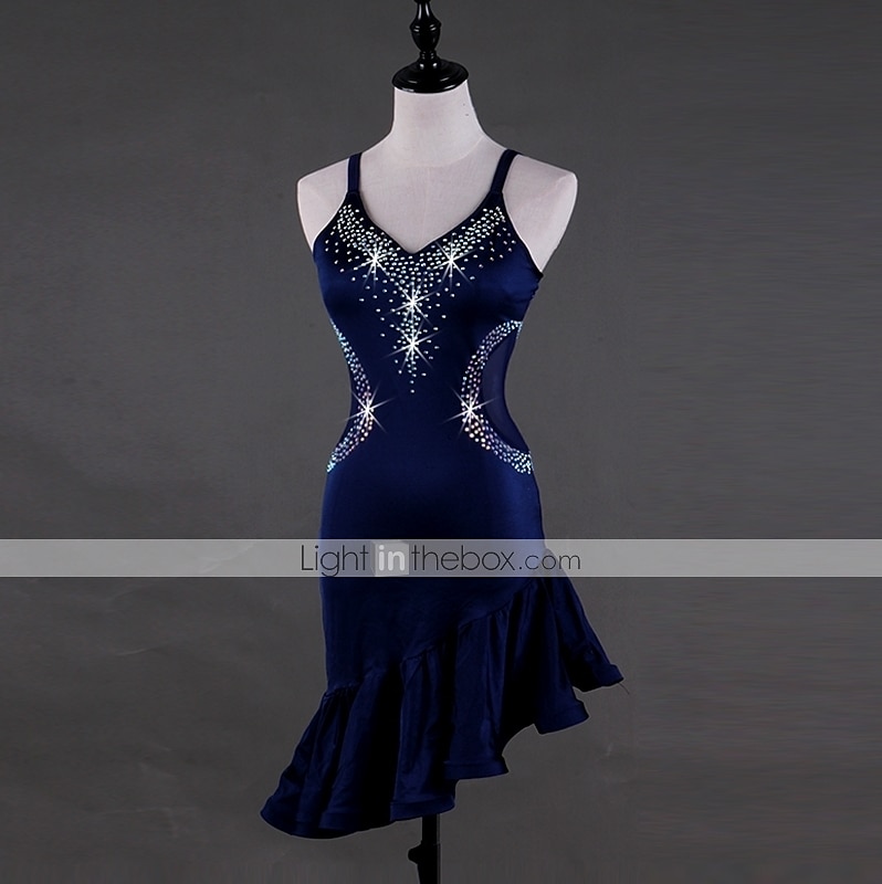 tánc salsa latin táncruha kristályok / strassz női előadás ujjatlan magas spandex 2025 - $115.99 –P3