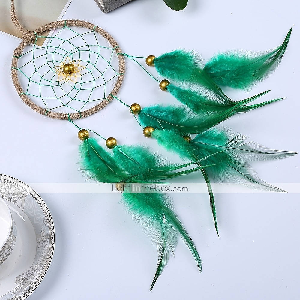 Boho łapacz snów ręcznie prezent ozdoba do powieszenia na ścianie ozdoba artystyczna rzemiosło z piór koralik dla dzieci sypialnia festiwal weselny 40*11 cm 2025 - $15.49 –P5