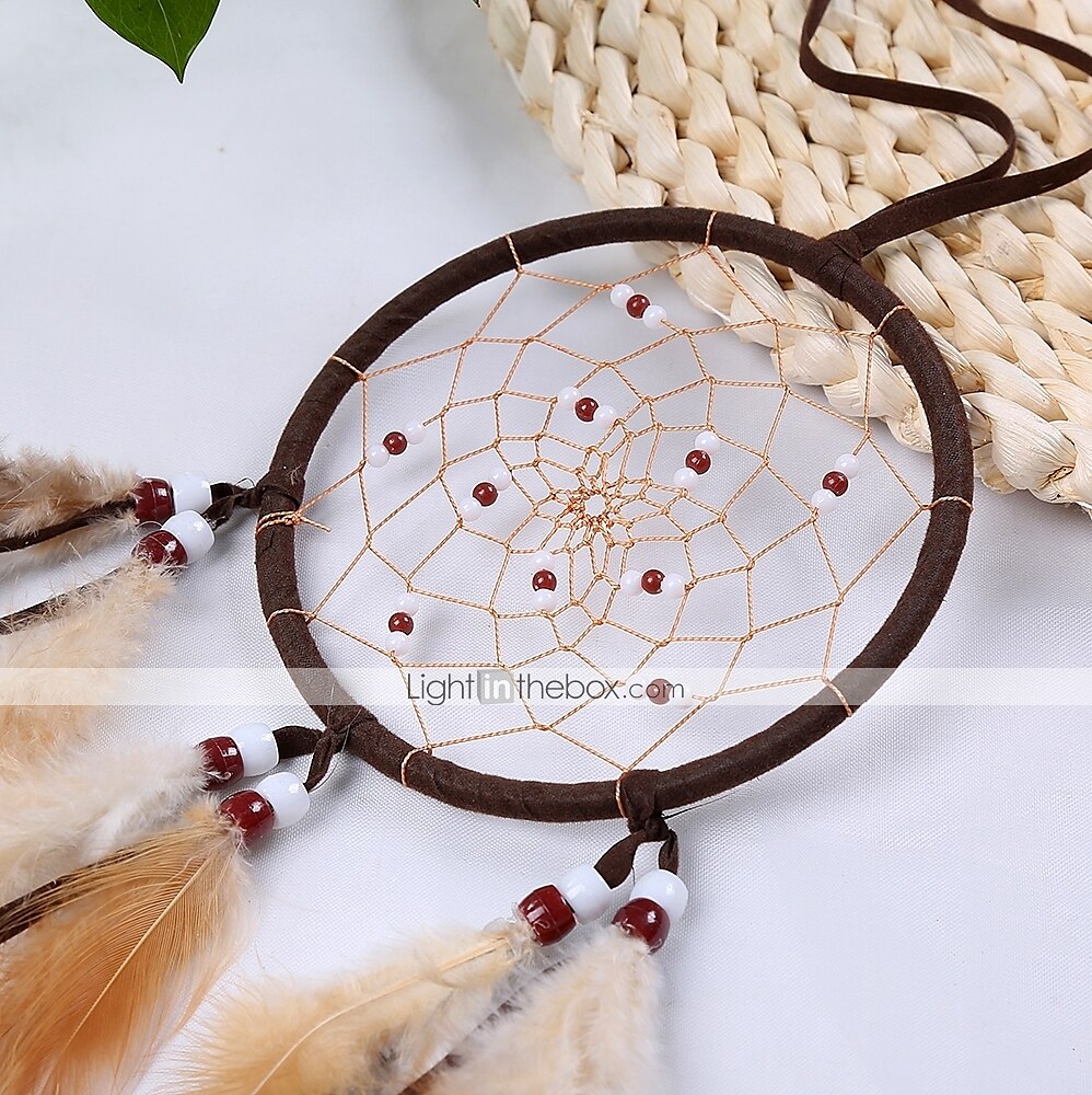 Dream Catcher Flower Pattern Handmade Gift with Gradient Feather and Beaded Wall Hanging Decor Art Indian Style 55*11 cm 2025 - $13.49 –P2
