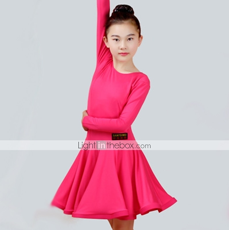 Latin Dance Dress Ruching Girls' Performance Long Sleeve Spandex 2025 - $41.99 –P3