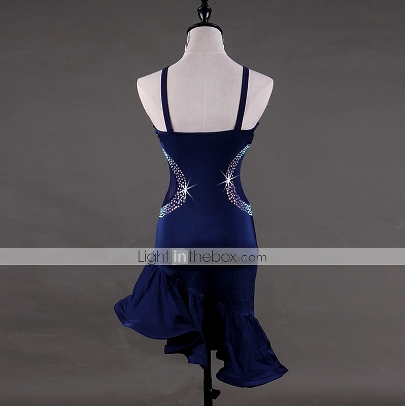 tánc salsa latin táncruha kristályok / strassz női előadás ujjatlan magas spandex 2025 - $115.99 –P5
