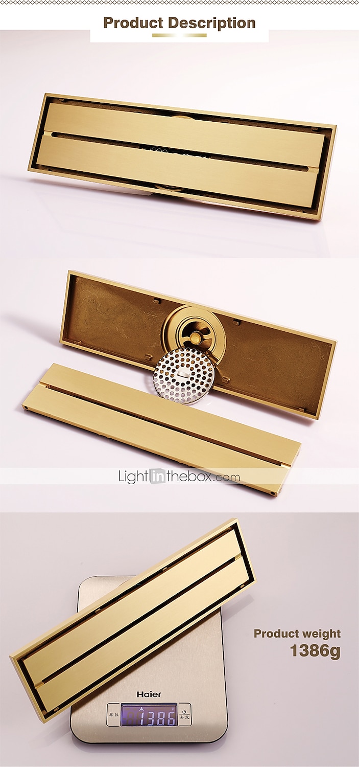 12 Inch Rectangular Bathroom Shower Floor Drain Golden Strainers Bath Hotel Drain 2025 - $72.99 –P4