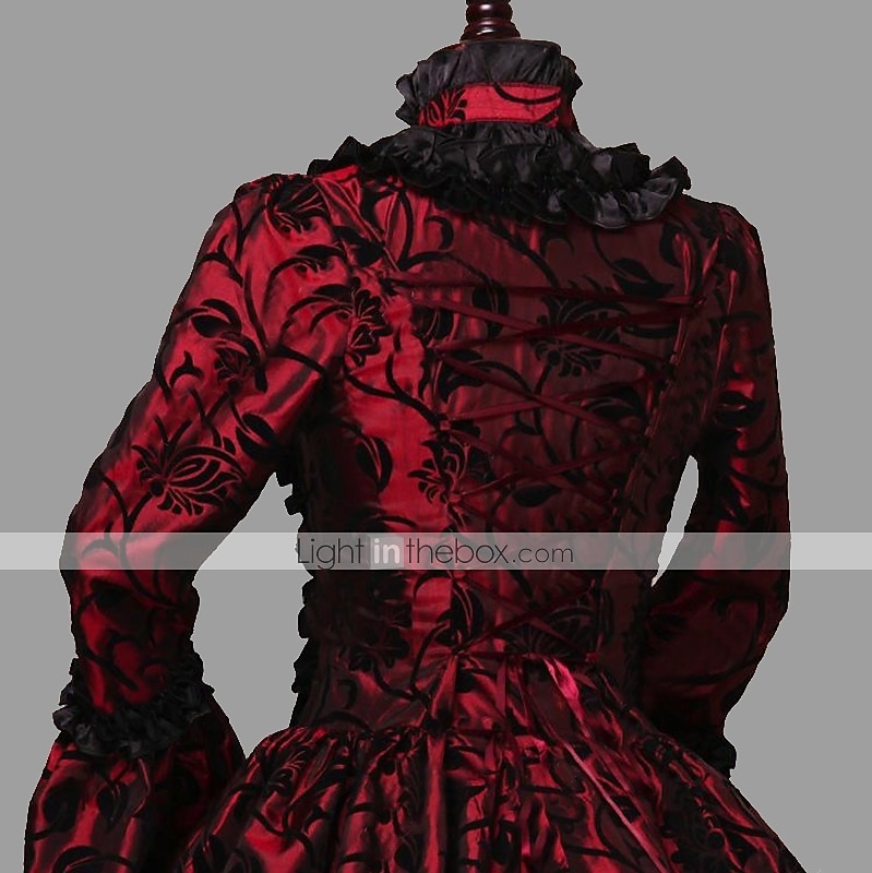 Рококо Викторианский стиль 18-ый век В пол Платья Вспышка рукава Большие размеры Геометрический принт С пышной юбкой Маскарадный костюм Королевский Рождество Хэллоуин Карнавал 2026 - $145.99 –P5