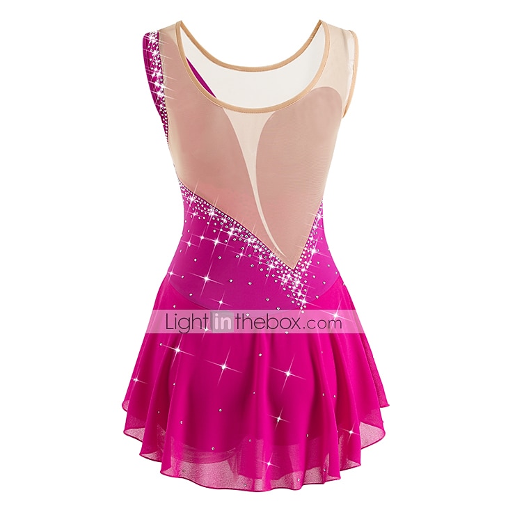 Kunstschaatsjurk Dames Voor meisjes Schaatsen Jurken Wit / Wit Geel en geel Donker paars Asymetrische zoom Netstof Spandex Hoge Elasticiteit Wedstrijd Kunstschaatskleding Kristal / Bergkristal 2026 - $101.99 –P5