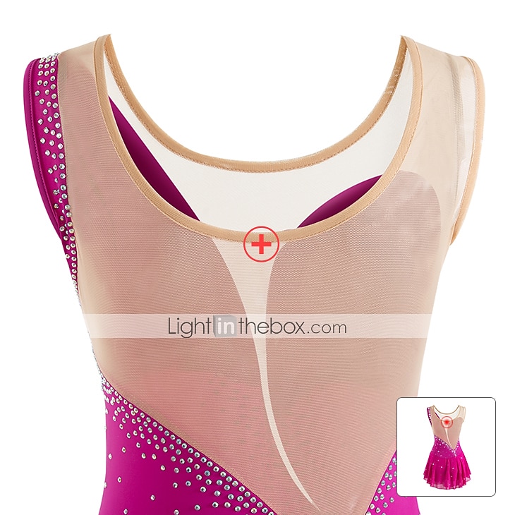 Kunstschaatsjurk Dames Voor meisjes Schaatsen Jurken Wit / Wit Geel en geel Donker paars Asymetrische zoom Netstof Spandex Hoge Elasticiteit Wedstrijd Kunstschaatskleding Kristal / Bergkristal 2026 - $101.99 –P8