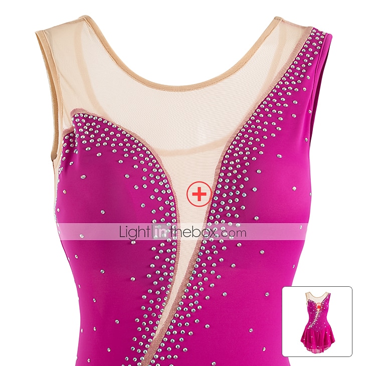 Kunstschaatsjurk Dames Voor meisjes Schaatsen Jurken Wit / Wit Geel en geel Donker paars Asymetrische zoom Netstof Spandex Hoge Elasticiteit Wedstrijd Kunstschaatskleding Kristal / Bergkristal 2026 - $101.99 –P6
