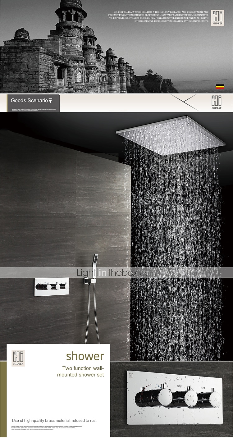 580*500 Chrome Shower Faucets Sets Complete with Stainless Steel Shower Head and Solid Brass Handshower Ceiling Mounted Rainfall Shower Head System Contain Shower Faucet Rough-in Valve Body and Trim 2026 - $809.99 –P1