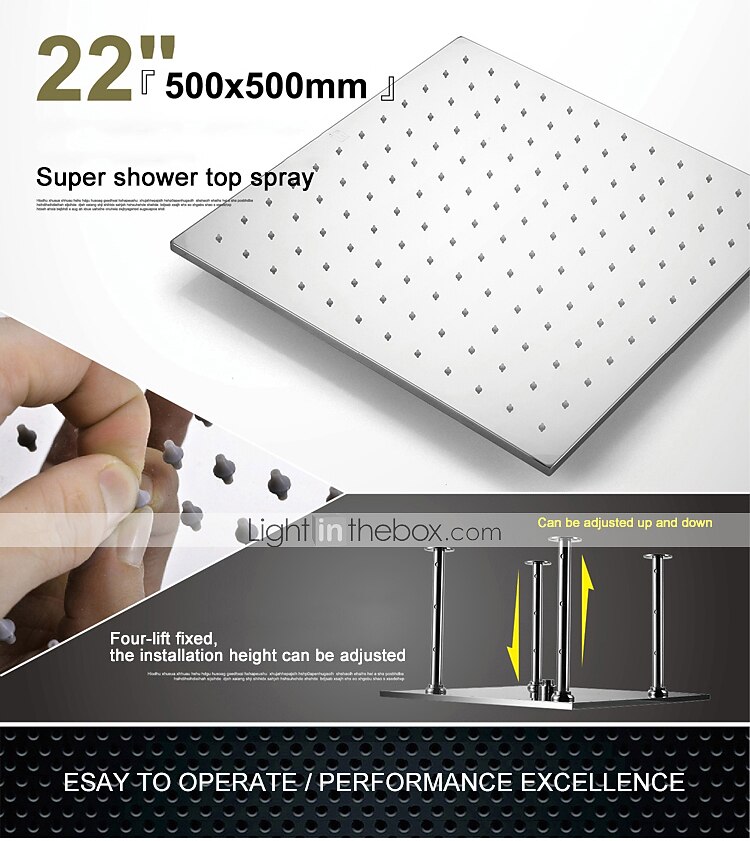 580*500 Chrome Shower Faucets Sets Complete with Stainless Steel Shower Head and Solid Brass Handshower Ceiling Mounted Rainfall Shower Head System Contain Shower Faucet Rough-in Valve Body and Trim 2026 - $809.99 –P4