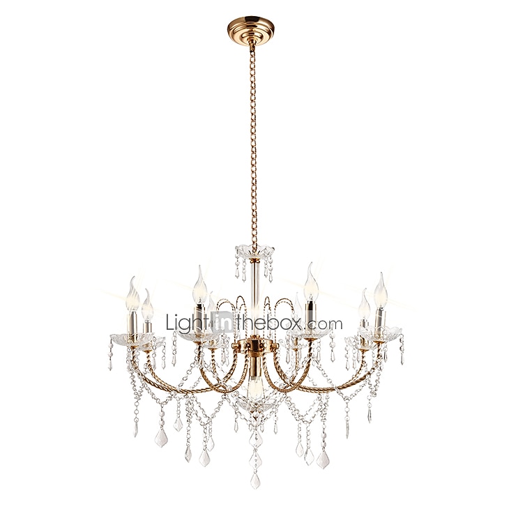 9 ламп, 75 см, хрустальные люстры в стиле свечей, металлические люстры в стиле свечей, гальваника, другие, деревенский / лодж, современный, современный, 110-120в 220-240в. 2026 - $331.19 –P5