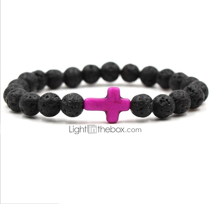 Homens 1pç Abotoaduras Pulseiras com Miçangas Pulseira boa sorte Aniversário Diário Cruz lateral Moda Natureza Preto de 2026 por $9.49 –P9