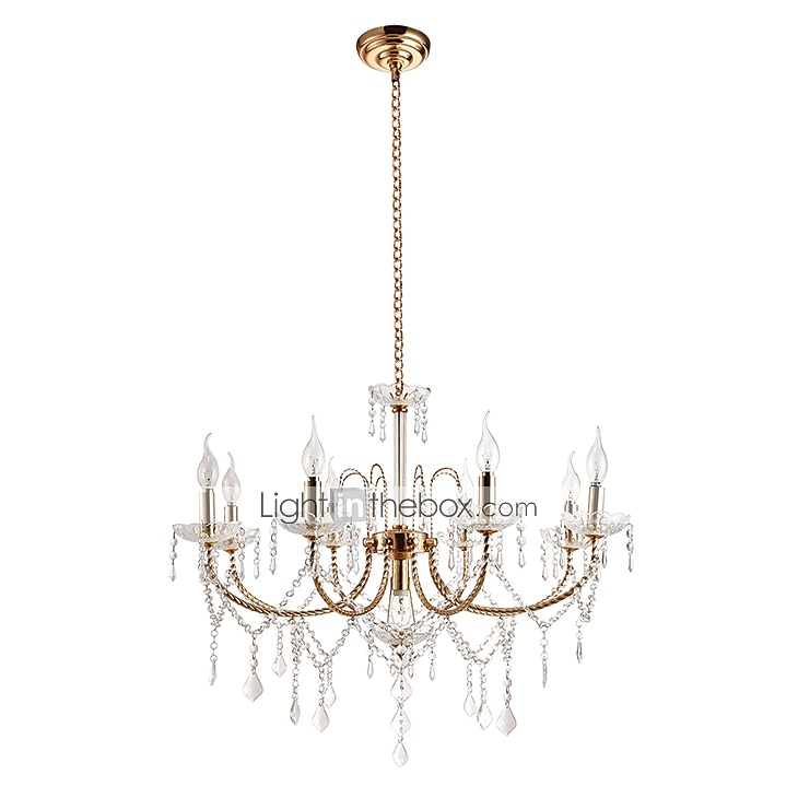 9 ламп, 75 см, хрустальные люстры в стиле свечей, металлические люстры в стиле свечей, гальваника, другие, деревенский / лодж, современный, современный, 110-120в 220-240в. 2026 - $331.19 –P6