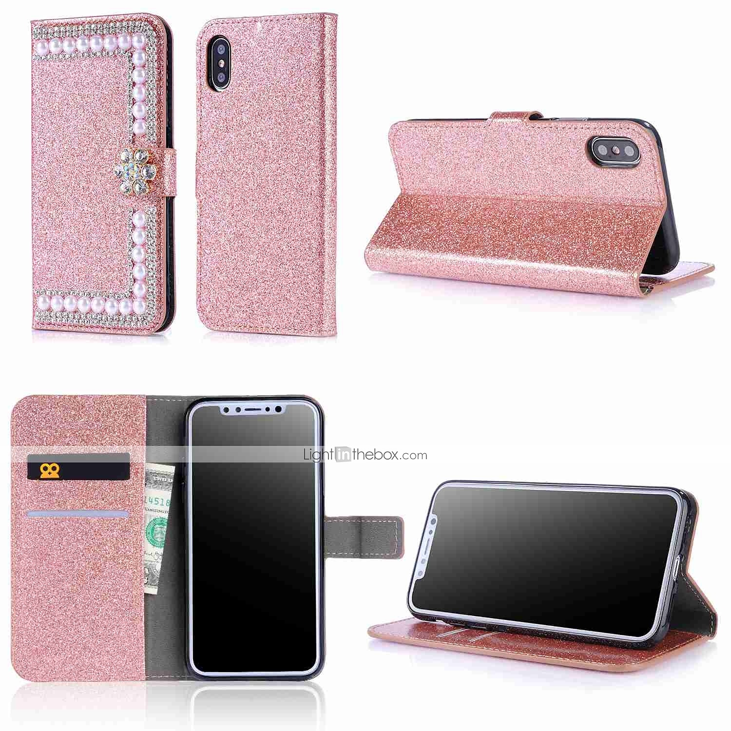 Чехол для телефона для iPhone 16e iPhone 16 iPhone 15 Pro Max Plus iPhone 14 13 12 11 Pro Max Mini X XR XS Max 8 7 Plus чехол-кошелек флип-чехол с подставкой магнитный ударопрочный твердый страз PU 2025 - $19.99 –P2