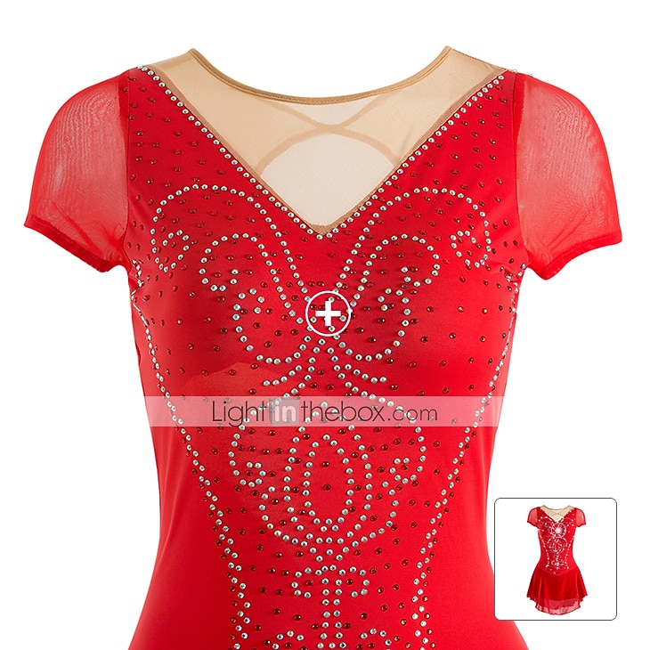 Figure Skating Dress Women's Girls' Ice Skating Dress Outfits White Purple Red Mesh Spandex High Elasticity Training Leisure Sports Practice Skating Wear Anatomic Design Handmade Patchwork Classic 2026 - $112.99 –P6