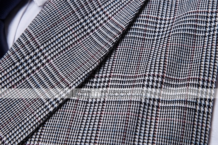 Men's Vest Waistcoat Business Wedding Party Active Smart Casual Spring Fall Polyester Plaid Double Breasted Shirt Collar Slim Brown Light Grey Dark Gray Vest 2025 - $41.99 –P3