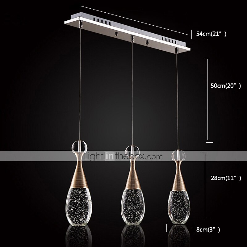 3-klastra lampa wisząca led downlight galwanizowane metalowe szkło nowoczesna minimalistyczna kolumna bąbelkowa z kryształem regulowana długa; 2026 - $349.99 –P3