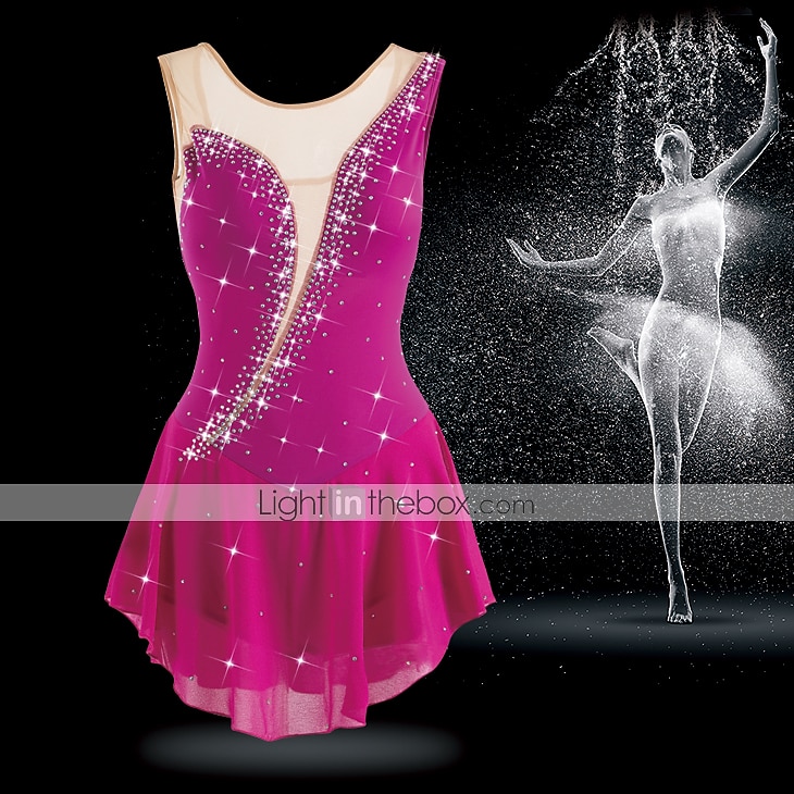 Kunstschaatsjurk Dames Voor meisjes Schaatsen Jurken Wit / Wit Geel en geel Donker paars Asymetrische zoom Netstof Spandex Hoge Elasticiteit Wedstrijd Kunstschaatskleding Kristal / Bergkristal 2026 - $101.99 –P1