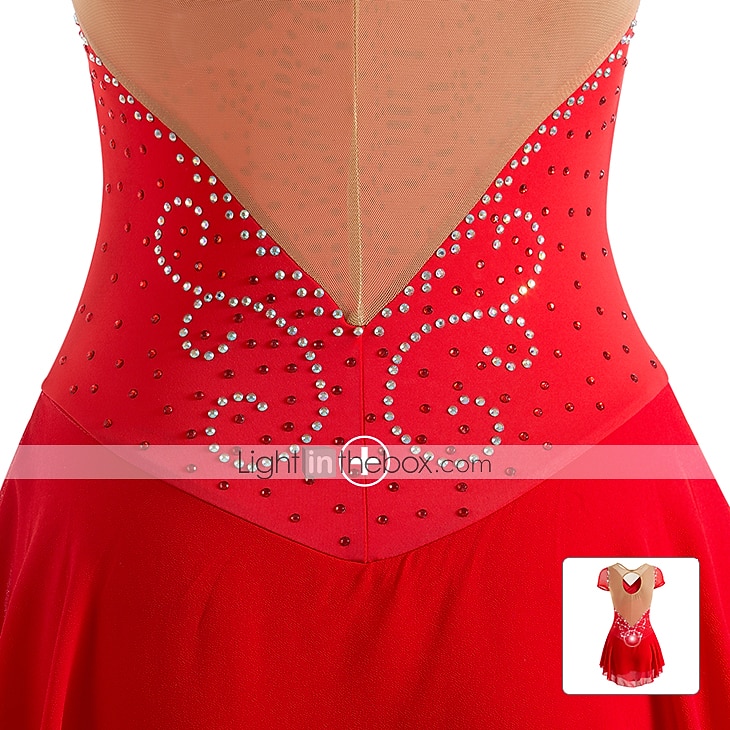Figure Skating Dress Women's Girls' Ice Skating Dress Outfits White Purple Red Mesh Spandex High Elasticity Training Leisure Sports Practice Skating Wear Anatomic Design Handmade Patchwork Classic 2026 - $112.99 –P10