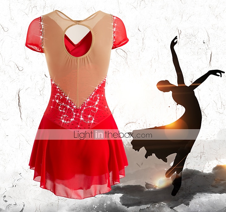 Figure Skating Dress Women's Girls' Ice Skating Dress Outfits White Purple Red Mesh Spandex High Elasticity Training Leisure Sports Practice Skating Wear Anatomic Design Handmade Patchwork Classic 2026 - $112.99 –P2
