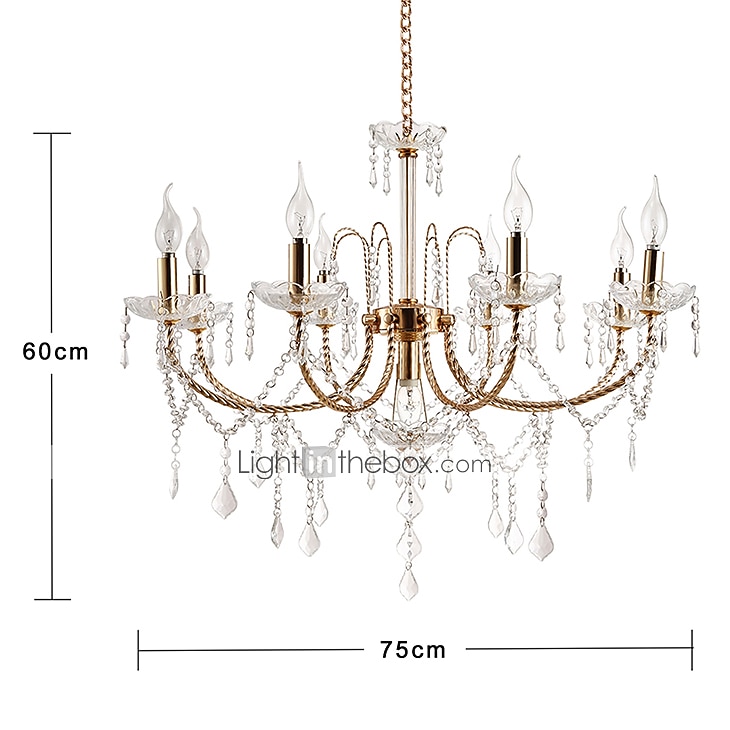9 ламп, 75 см, хрустальные люстры в стиле свечей, металлические люстры в стиле свечей, гальваника, другие, деревенский / лодж, современный, современный, 110-120в 220-240в. 2026 - $331.19 –P4