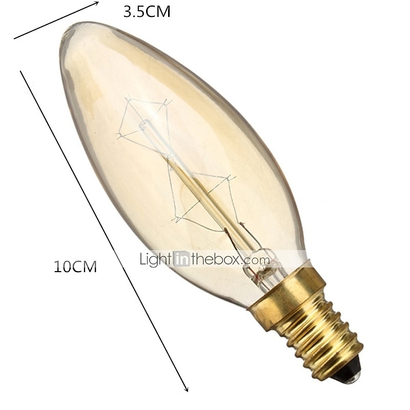 10pcs 40W Edison Vintage Incandescent Light Bulb Dimmable E14 C35 Antique Filament Amber Warm White for Chandelier Light 220-240V 2025 - $34.99 –P3