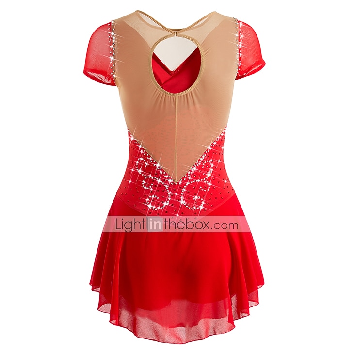 Figure Skating Dress Women's Girls' Ice Skating Dress Outfits White Purple Red Mesh Spandex High Elasticity Training Leisure Sports Practice Skating Wear Anatomic Design Handmade Patchwork Classic 2026 - $112.99 –P5