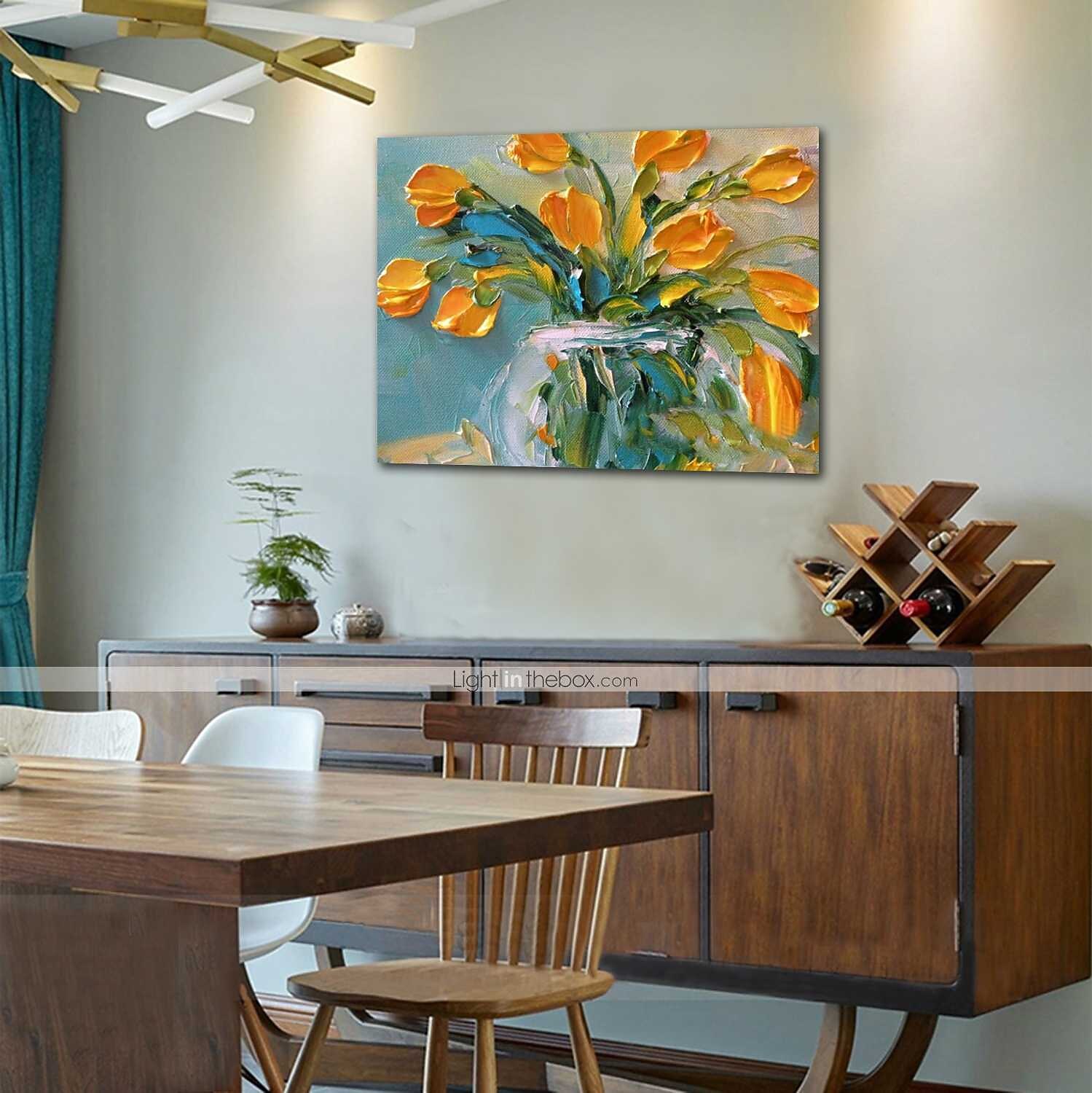 öljymaalaus käsinmaalattu asetelma kukka / kasvitieteellinen nykyaikainen venytetty kangas venytetyllä kehyksellä 2026 - $188.99 –P10