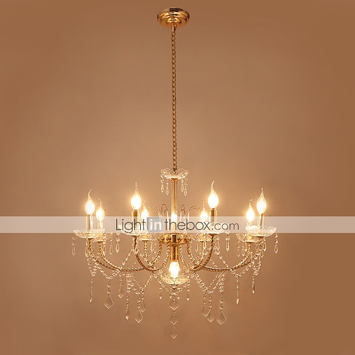 9 ламп, 75 см, хрустальные люстры в стиле свечей, металлические люстры в стиле свечей, гальваника, другие, деревенский / лодж, современный, современный, 110-120в 220-240в. 2026 - $331.19 –P7