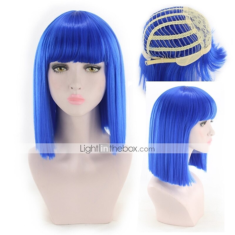 perruque synthétique perruque bob droite courte cheveux synthétiques bleus nouvelle arrivée perruque de carnaval bleu pour femmes de 2025 ? $21.99 –P1