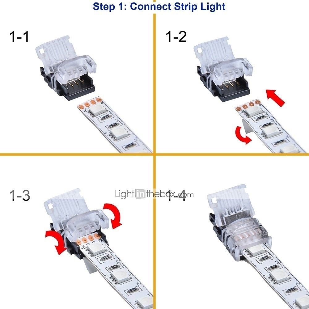 5PCS 10mm RGB No-Waterproof 4 Pin LED Strip Connector With 22# UL Listed 3M 4 Conductor Line DIY Both Strip to Power Lead or Board to Board Jumper 2025 - $19.99 –P3