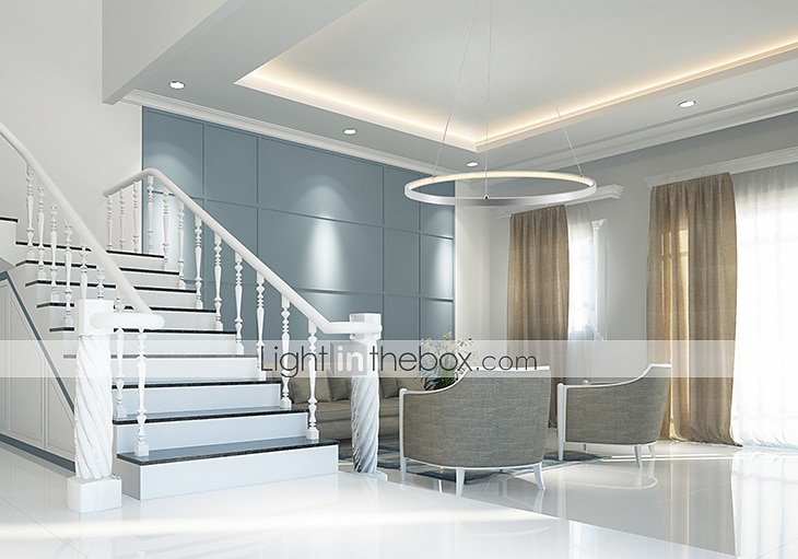 1-světelný 60cm 24“ led závěsný lehký kovový akrylový kruh design chrom moderní současný 110-120v 220-240v 2025 - $174.99 –P6