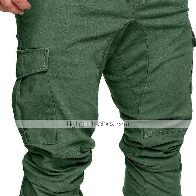 Men's Cargo Pants Cargo Trousers Casual Pants Drawstring Multi Pocket Solid Colored Full Length Daily Basic Casual Slim Black White Mid Waist Micro-elastic 2025 - $20.99 –P1